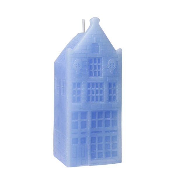 CAN023_Candle__63593 Kaarshuisje 3 - Zachtblauw - 13,5 cm
