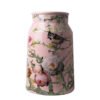 Vase Milk Churn Forest Birds - Pink - Ceramic - 30 cm